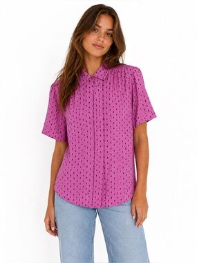 Vintage 90s Impressions of California Pink Geometric Dot Blouse